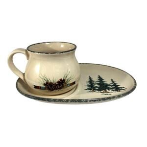 Home & Garden Party Stoneware Soup Mug & Sandwich Plate Set